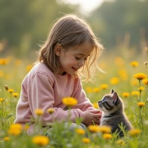 Mädchen mit Katze